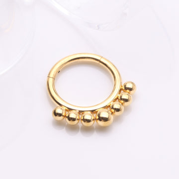 Detail View 1 of Implant Grade Titanium Golden Bali Beads Clicker Hoop Ring